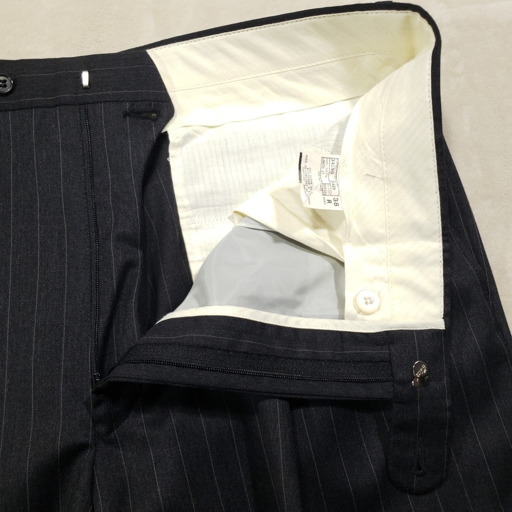 Jack Victor Suit Men 44R Black Pinstripe Super 110s Wool 3-Button Pleated Cuffed - Picture 9 of 16